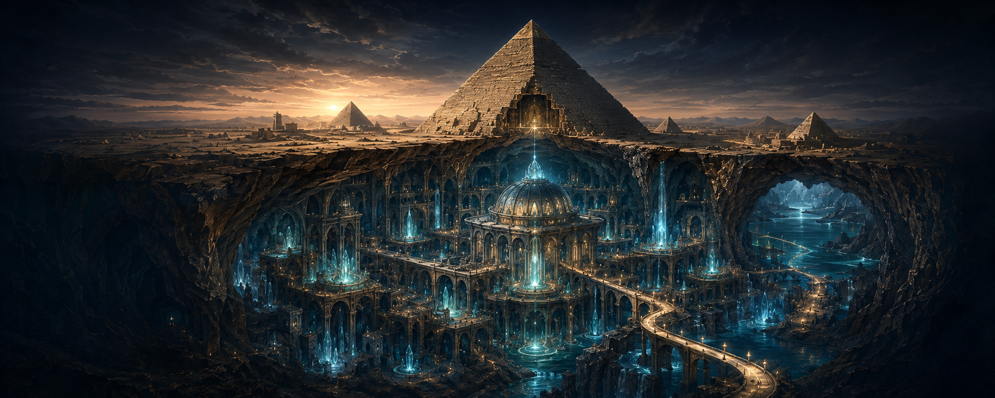 Concordia Sanctum, a hidden city inside a vast cavern beneath the Great Pyramid